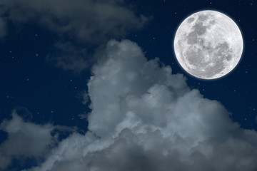 Fototapeta na wymiar Full moon with white cloud on the sky.