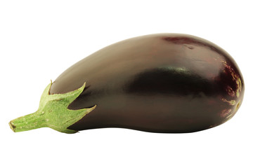 Eggplant isolated on a white background. Close-up. Top view.
