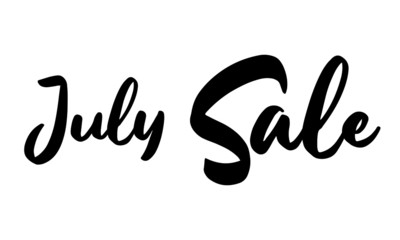 July Sale Calligraphy Hand written Letters. On White Background