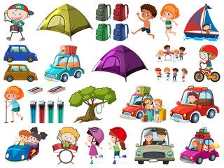 Obraz premium Set of people doing different activities on white background