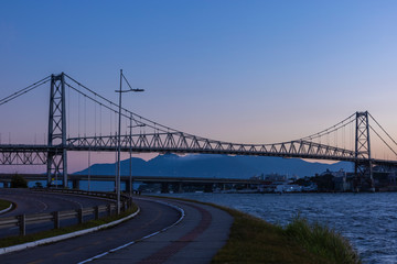 Fototapeta na wymiar Cable-stayed bridge Hercilio Luz in Florianopolis, Santa Catarina, Brazil, Floripa city