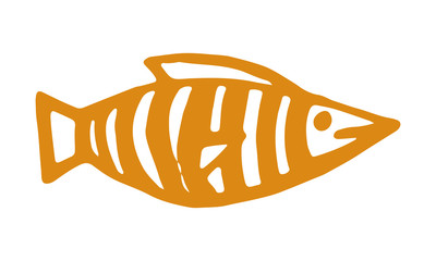 Hand drawn watercolor tropical red striped fish