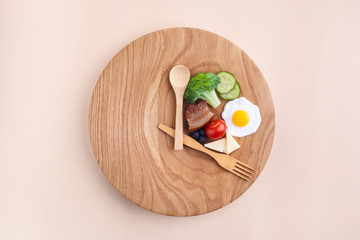 Intermittent fasting. Healthy breakfast, diet food concept. Organic meal. Fat loss concept. Weight loss.