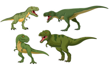 Cartoon dinosaur tyrannosaurus collection. Illustration