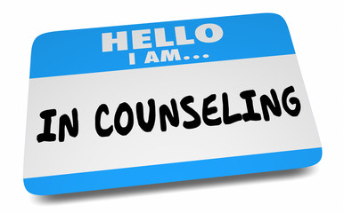Hello I Am in Counseling Getting Help Therapy Name Tag 3d Illustration