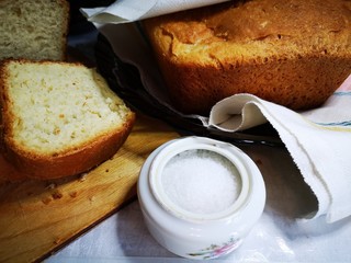 homemade bread, sliced pieces3