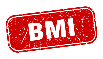 bmi stamp. bmi square grungy red sign