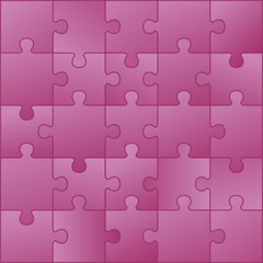 Pink jigsaw puzzle template with blank space and connected pieces.