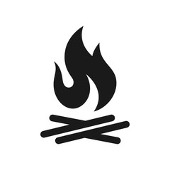 Bonfire symbol, black silhouette is isolated on a white background. Black vector shape, EPS 10.