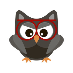 Owl funny stylized icon symbol brown colors - 342034753