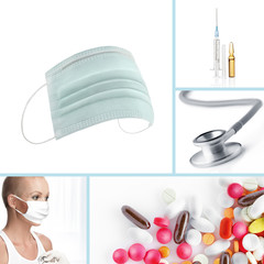 medicine theme collage composed of a few different images