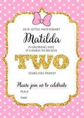 Two Years Birthday Party Printable Invitation Card