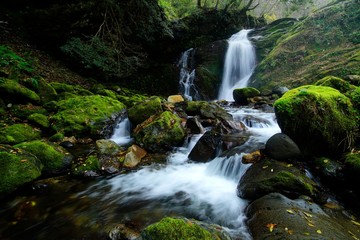 Fototapeta na wymiar Waterfall in deep mountain