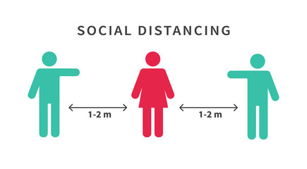 Social distancing icon. Keep the 1-2 meter distance. Avoid crowds. Coronovirus epidemic protective. Vector illustration
