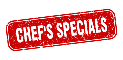 chef's specials stamp. chef's specials square grungy red sign