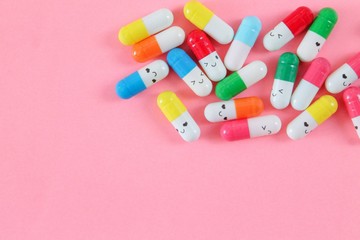 Pills Colorful capsules top view