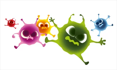 Fotobehang Cartoon Character of Germs, Bacteria, Virus, Monster © happy_job