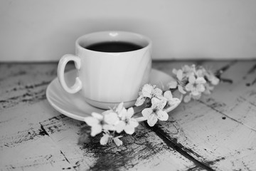 cup of coffee and a rose