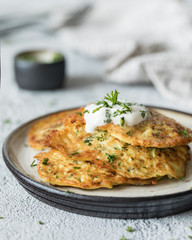 vegetsbles  fritters with sauce