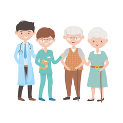 Doctors old woman and man vector design