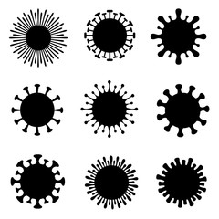 Fototapeta premium Set of different coronavirus cells isolated on white