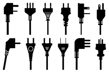 Set of different plugs isolated on white