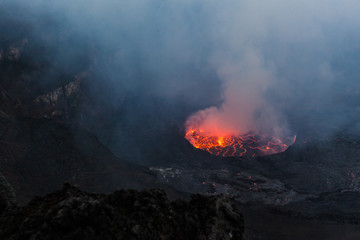 A crater of Nyiragongo volcano in Congo