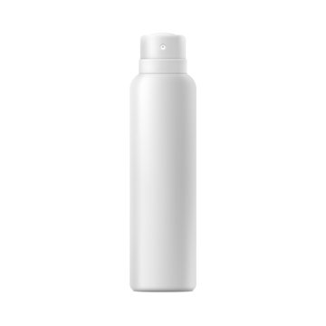 White Blank Cosmetic Spray Container Mockup Isolated On White Background.