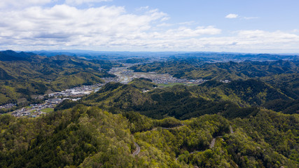 Naklejka premium 岐阜県山県市 大桑城跡付近 ドローン空撮