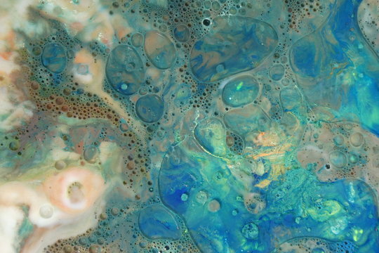 Abstract liquid ink marble color waves and bubbles © CALLISTO_FX