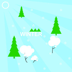 Flat design illustration of a winter mountain