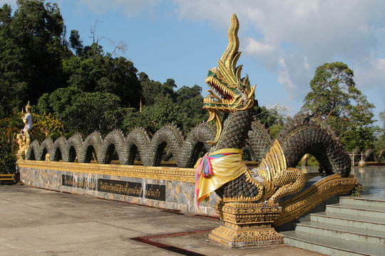 Naga statue in Wat Phra Buddhabart Si Roy, Mae Rim District, Chiangmai province, Northern Thailand.