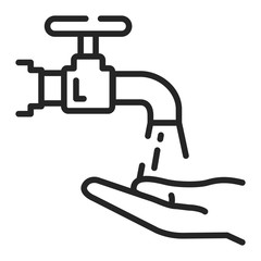 Wash hands black line icon. Hygiene. Pictogram for web page, mobile app, promo. Editable stroke.