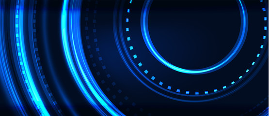 Neon circle technology background. Vector Illustration For Wallpaper, Banner, Background, Card, Book Illustration, landing page