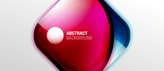 Abstract background, glossy glass shapes with shiny light effects and reflections. Modern techno design for text presentations