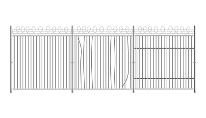 Prison or military, court secure fence realistic vector illustration isolated.