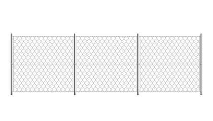 Isolated prison fence - realistic security border with metal mesh grid