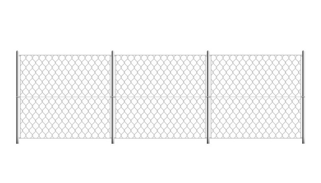 Isolated prison fence - realistic security border with metal mesh grid