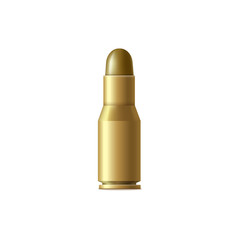 Military rifle bullet from side view isolated on white background