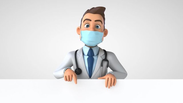 Cartoon doctor with a mask