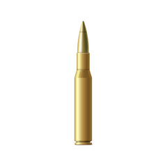 Rifle bullet long cartridge realistic mockup vector illustration isolated.