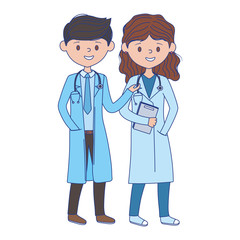 Woman and man doctor with document vector design