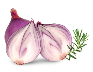 fresh red onion isolated on white background
