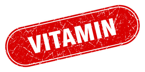 vitamin sign. vitamin grunge red stamp. Label
