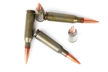 Armory ammunition close-up isolated on white background - obrazy, fototapety, plakaty