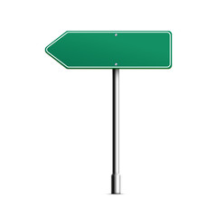 Blank green arrow road sign, realistic vector mockup illustration isolated.