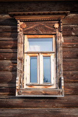 ethnic russian wooden country house windows