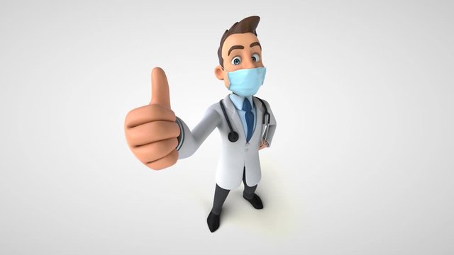 Cartoon doctor with a mask