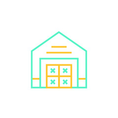 warehouse icon vector illustration color line design