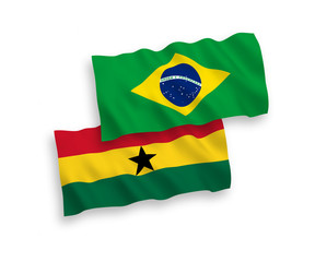 Flags of Brazil and Ghana on a white background